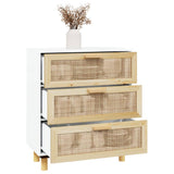 Dressoir 60x30x70 cm massief grenenhout en rattan wit - AllerleiShop