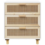 Dressoir 60x30x70 cm massief grenenhout en rattan wit - AllerleiShop