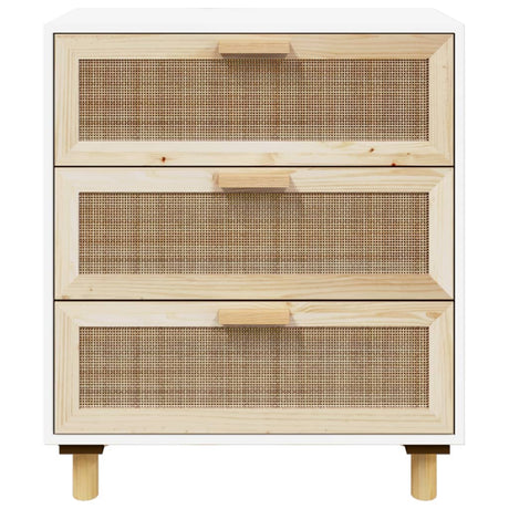 Dressoir 60x30x70 cm massief grenenhout en rattan wit - AllerleiShop