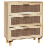 Dressoir 60x30x70 cm massief grenenhout en rattan bruin - AllerleiShop