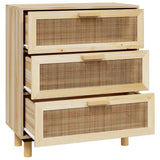 Dressoir 60x30x70 cm massief grenenhout en rattan bruin - AllerleiShop