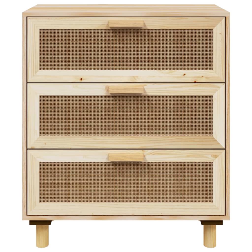 Dressoir 60x30x70 cm massief grenenhout en rattan bruin - AllerleiShop