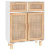 Dressoir 60x30x75 cm massief grenenhout en rattan wit - AllerleiShop