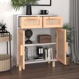 Dressoir 60x30x75 cm massief grenenhout en rattan wit - AllerleiShop