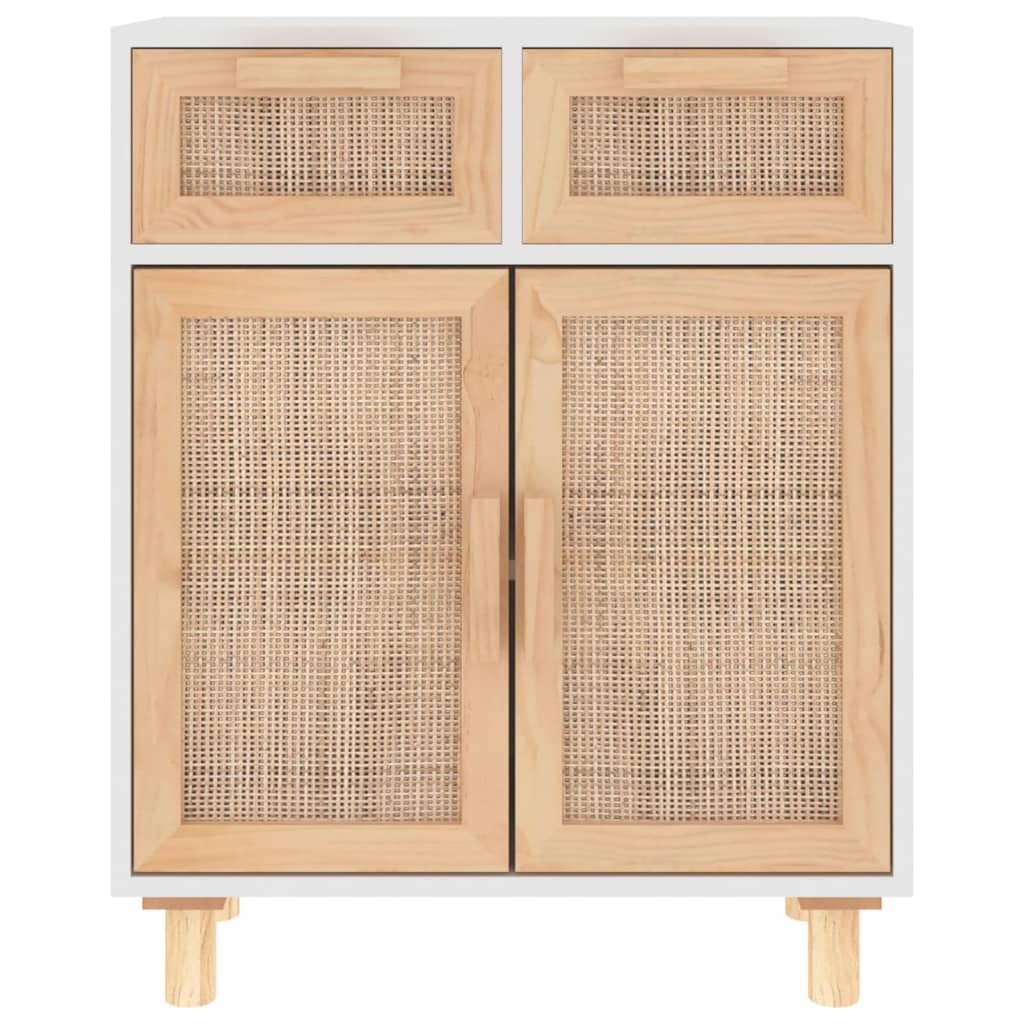 Dressoir 60x30x75 cm massief grenenhout en rattan wit - AllerleiShop