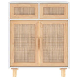 Dressoir 60x30x75 cm massief grenenhout en rattan wit - AllerleiShop