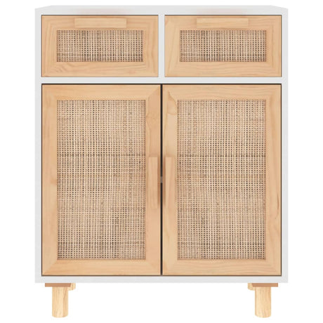 Dressoir 60x30x75 cm massief grenenhout en rattan wit - AllerleiShop