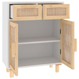 Dressoir 60x30x75 cm massief grenenhout en rattan wit - AllerleiShop