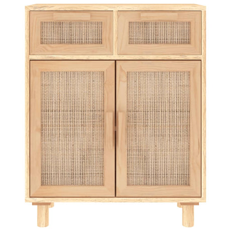 Dressoir 60x30x75 cm massief grenenhout en rattan bruin - AllerleiShop