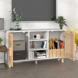 Dressoir 105x30x60 cm massief grenenhout en rattan wit - AllerleiShop