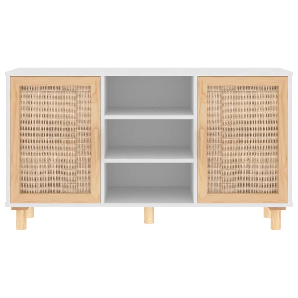 Dressoir 105x30x60 cm massief grenenhout en rattan wit - AllerleiShop