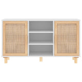 Dressoir 105x30x60 cm massief grenenhout en rattan wit - AllerleiShop