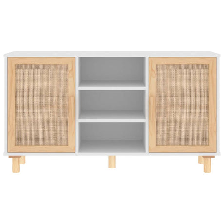 Dressoir 105x30x60 cm massief grenenhout en rattan wit - AllerleiShop