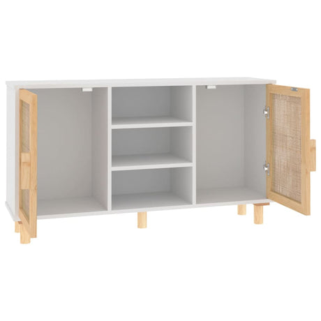 Dressoir 105x30x60 cm massief grenenhout en rattan wit - AllerleiShop