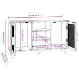 Dressoir 105x30x60 cm massief grenen hout en rattan zwart - AllerleiShop