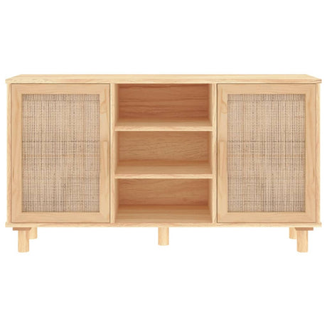 Dressoir 105x30x60 cm massief grenenhout en rattan bruin - AllerleiShop