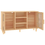 Dressoir 105x30x60 cm massief grenenhout en rattan bruin - AllerleiShop