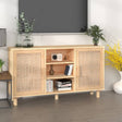 Dressoir 105x30x60 cm massief grenenhout en rattan bruin - AllerleiShop