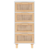 Dressoir 40x30x90 cm massief grenenhout en rattan wit - AllerleiShop