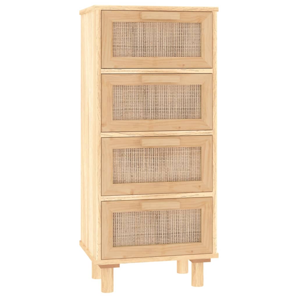 Dressoir 40x30x90 cm massief grenenhout en rattan bruin - AllerleiShop