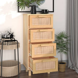 Dressoir 40x30x90 cm massief grenenhout en rattan bruin - AllerleiShop