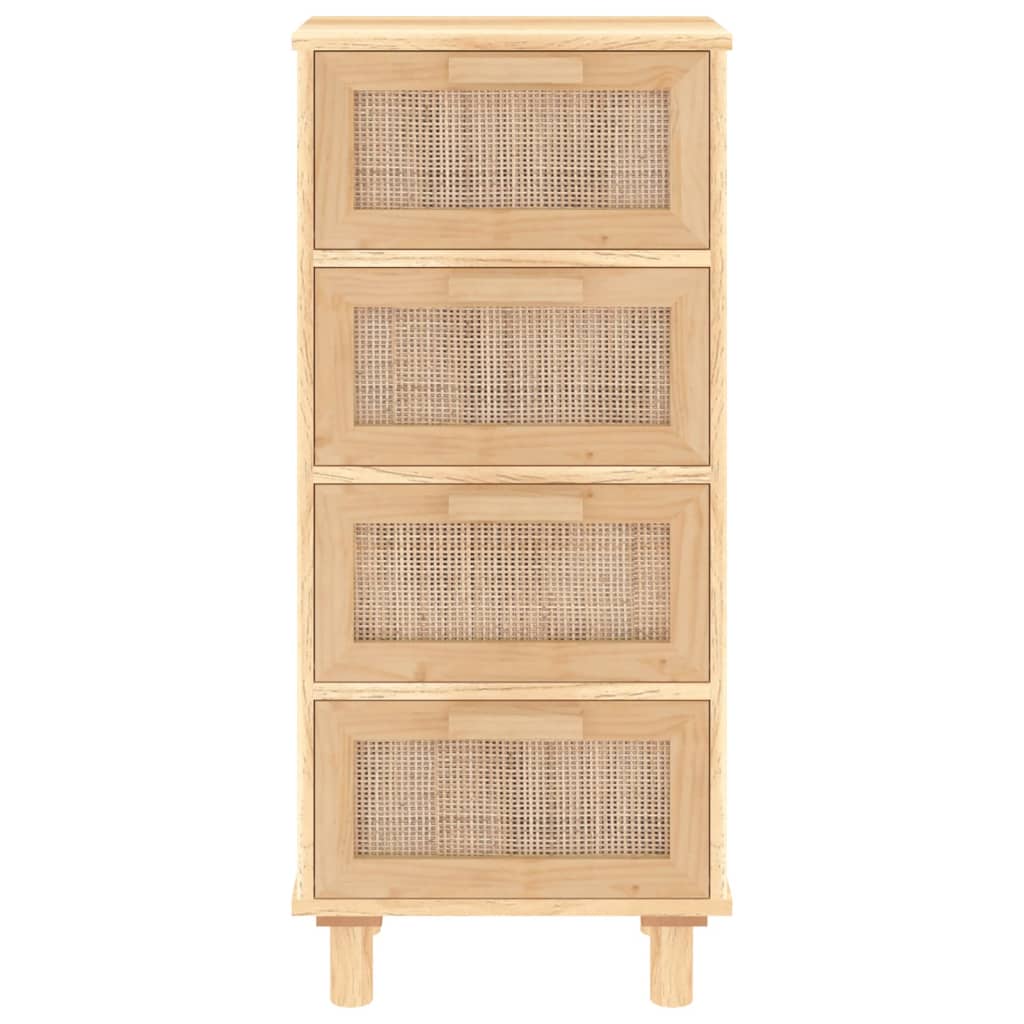 Dressoir 40x30x90 cm massief grenenhout en rattan bruin - AllerleiShop