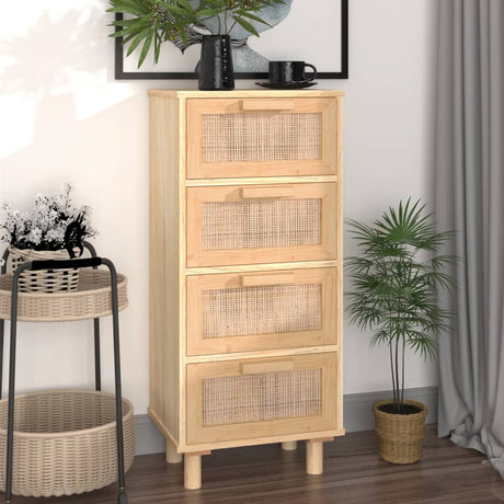 Dressoir 40x30x90 cm massief grenenhout en rattan bruin - AllerleiShop