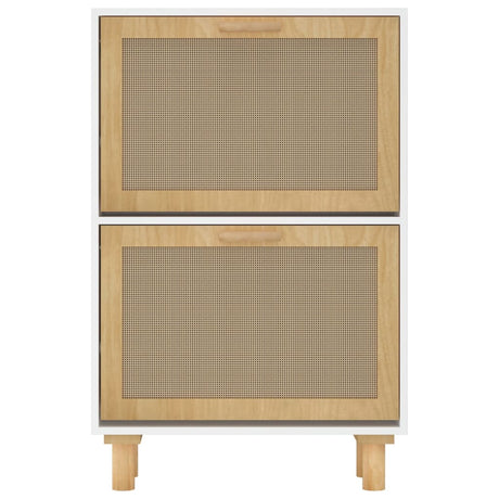 Schoenenkast 52x25x80 cm bewerkt hout en natuurlijk rattan wit - AllerleiShop