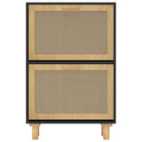 Schoenenkast 52x25x80 cm bewerkt hout en rattan zwart - AllerleiShop