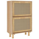 Schoenenkast 52x25x80 cm bewerkt hout & natuurlijk rattan bruin - AllerleiShop