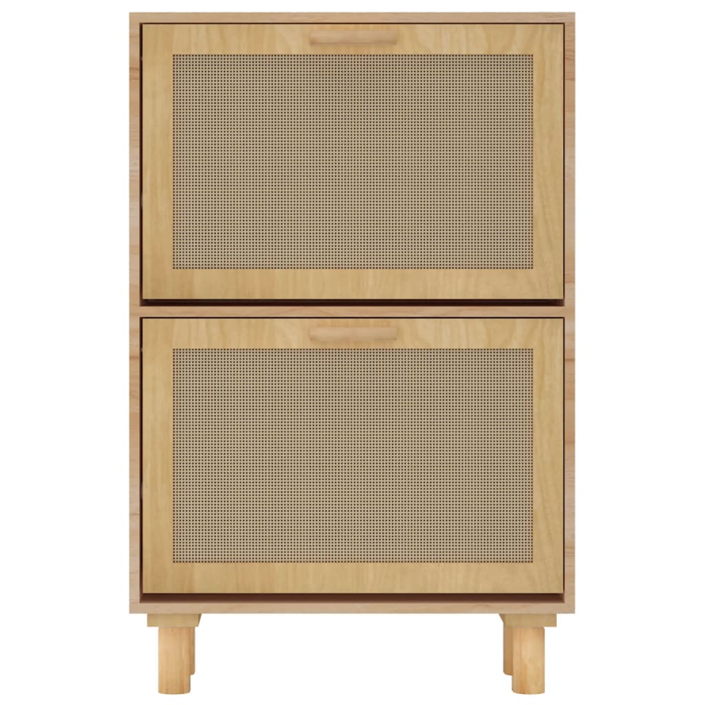 Schoenenkast 52x25x80 cm bewerkt hout & natuurlijk rattan bruin - AllerleiShop