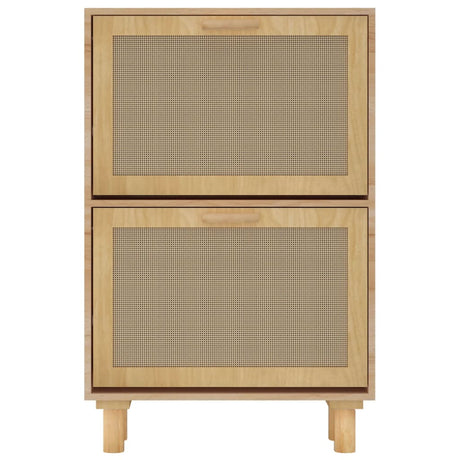 Schoenenkast 52x25x80 cm bewerkt hout & natuurlijk rattan bruin - AllerleiShop