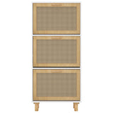 Schoenenkast 52x25x115 cm bewerkt hout en natuurlijk rattan wit - AllerleiShop