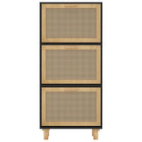 Schoenenkast 52x25x115 cm bewerkt hout en rattan zwart - AllerleiShop