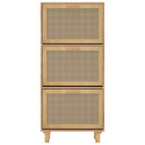 Schoenenkast 52x25x115cm bewerkt hout & natuurlijk rattan bruin - AllerleiShop