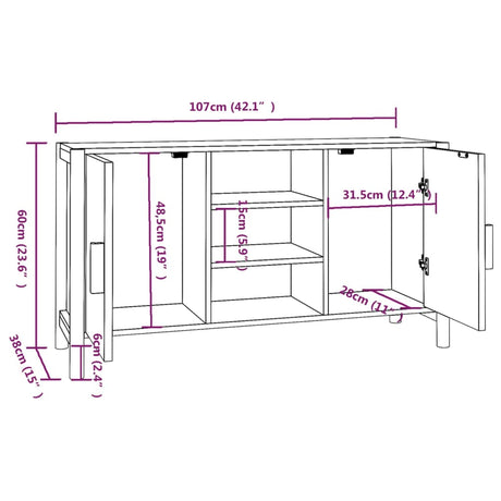 Dressoir 107x38x60 cm bewerkt hout wit - AllerleiShop