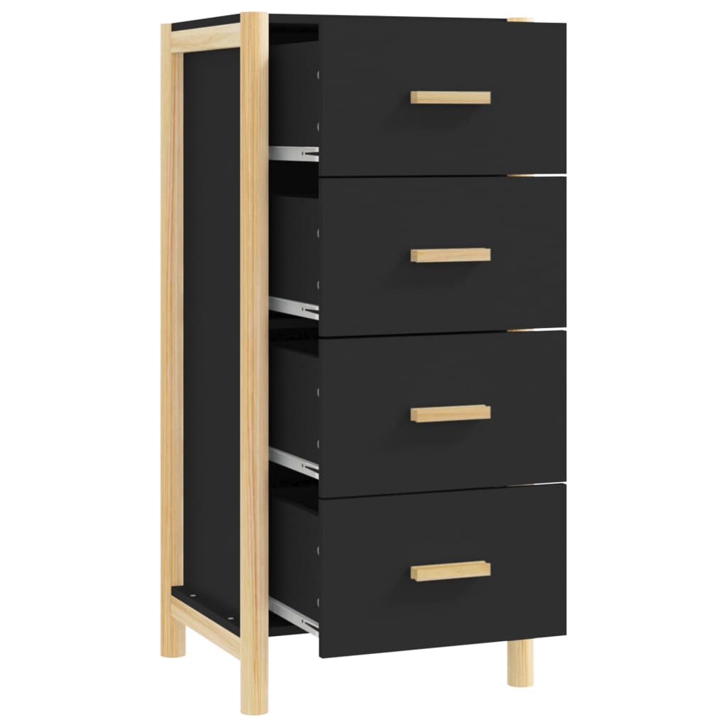 Hoge kast 42x38x90 cm bewerkt hout zwart - AllerleiShop