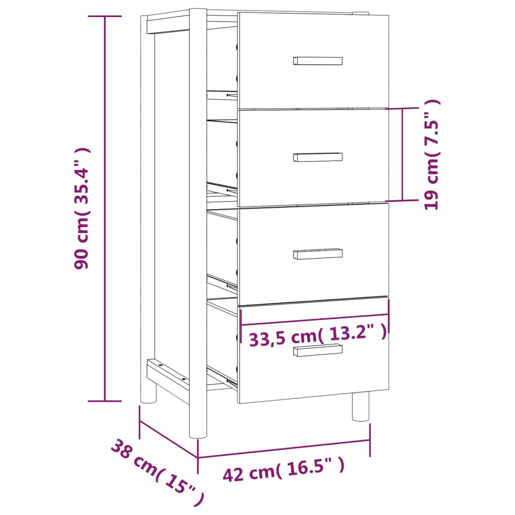 Hoge kast 42x38x90 cm bewerkt hout zwart - AllerleiShop