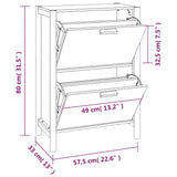 Schoenenkast 57,5x33x80 cm bewerkt hout wit - AllerleiShop