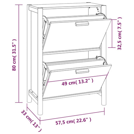 Schoenenkast 57,5x33x80 cm bewerkt hout wit - AllerleiShop