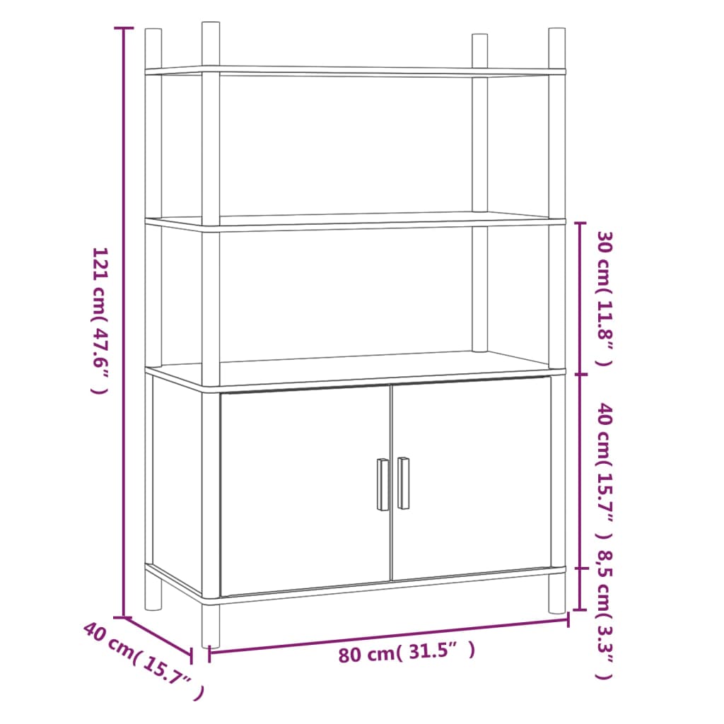 Hoge kast 80x40x121 cm bewerkt hout wit - AllerleiShop