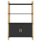 Hoge kast 80x40x121 cm bewerkt hout zwart - AllerleiShop