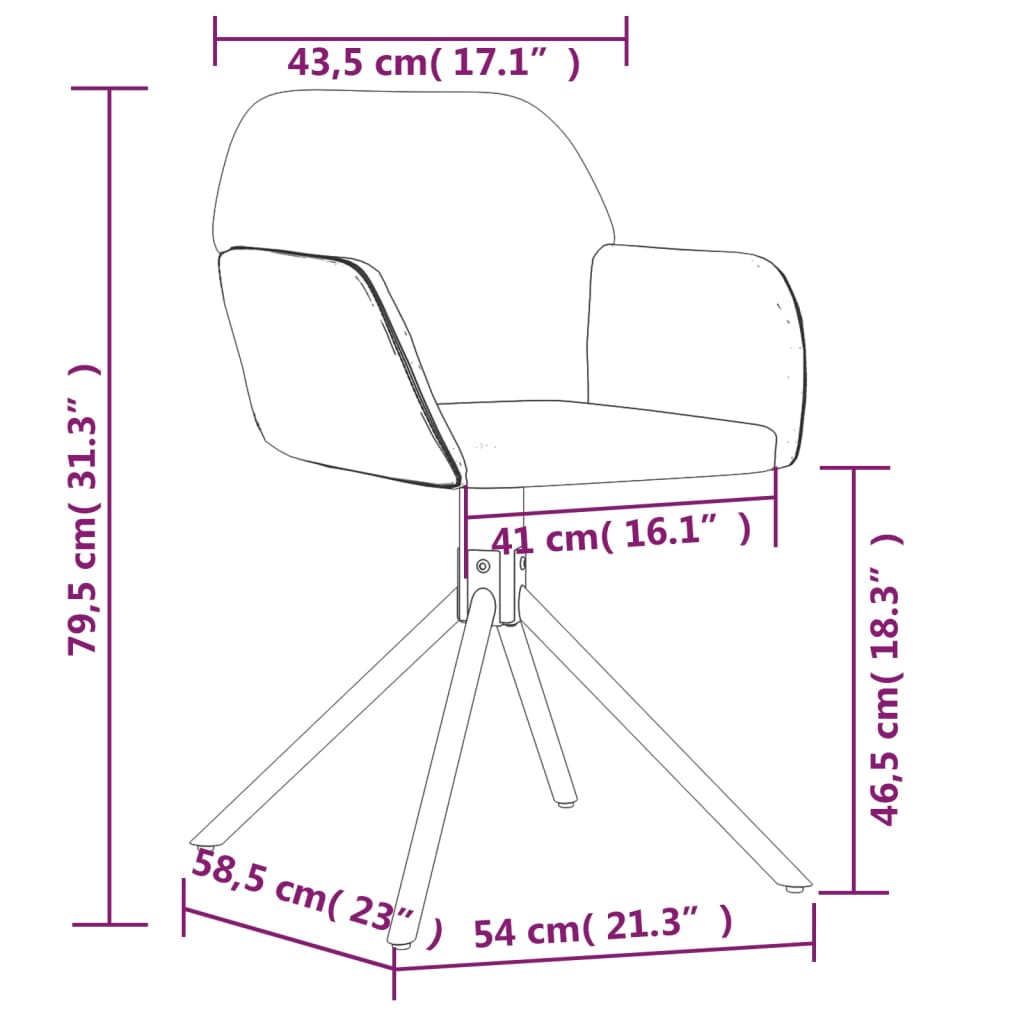 Eetkamerstoelen draaibaar 2 st fluweel roze - AllerleiShop