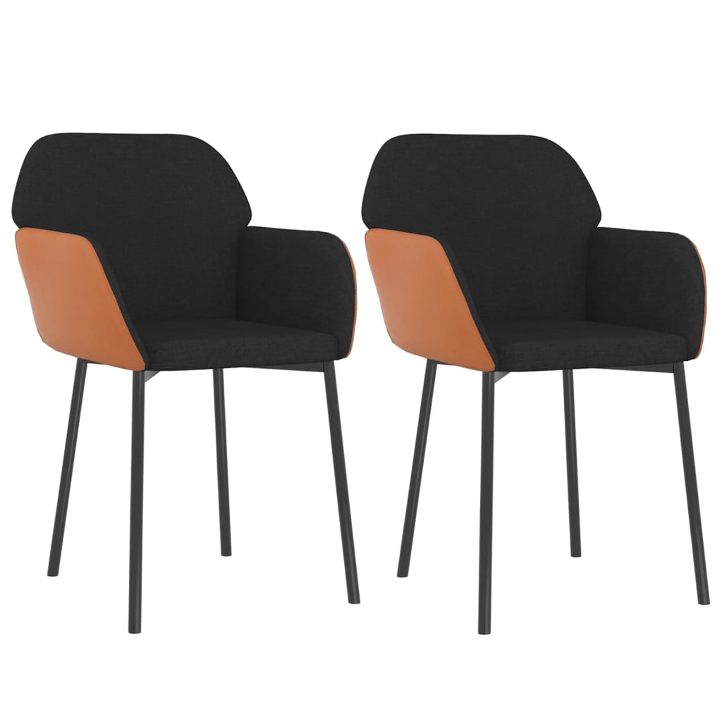 Eetkamerstoelen 2 st stof en kunstleer zwart - AllerleiShop