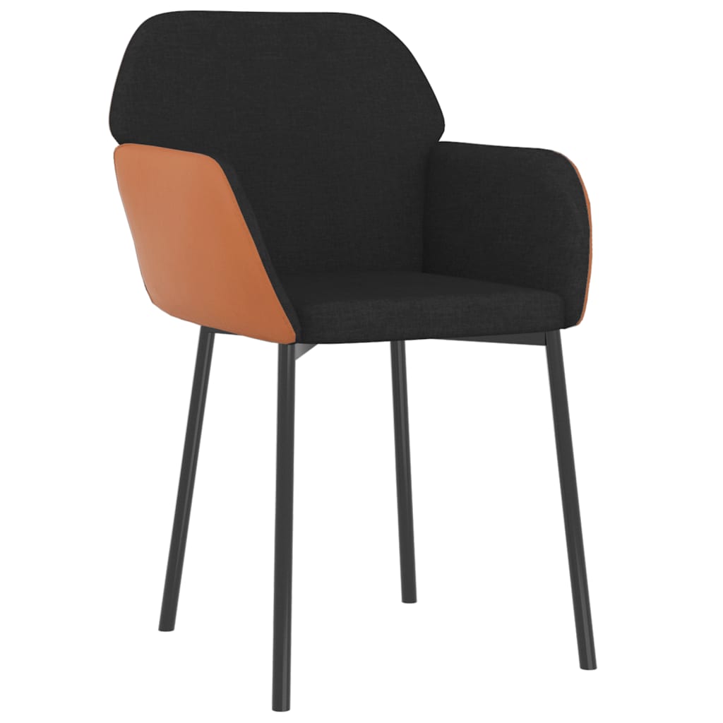 Eetkamerstoelen 2 st stof en kunstleer zwart - AllerleiShop