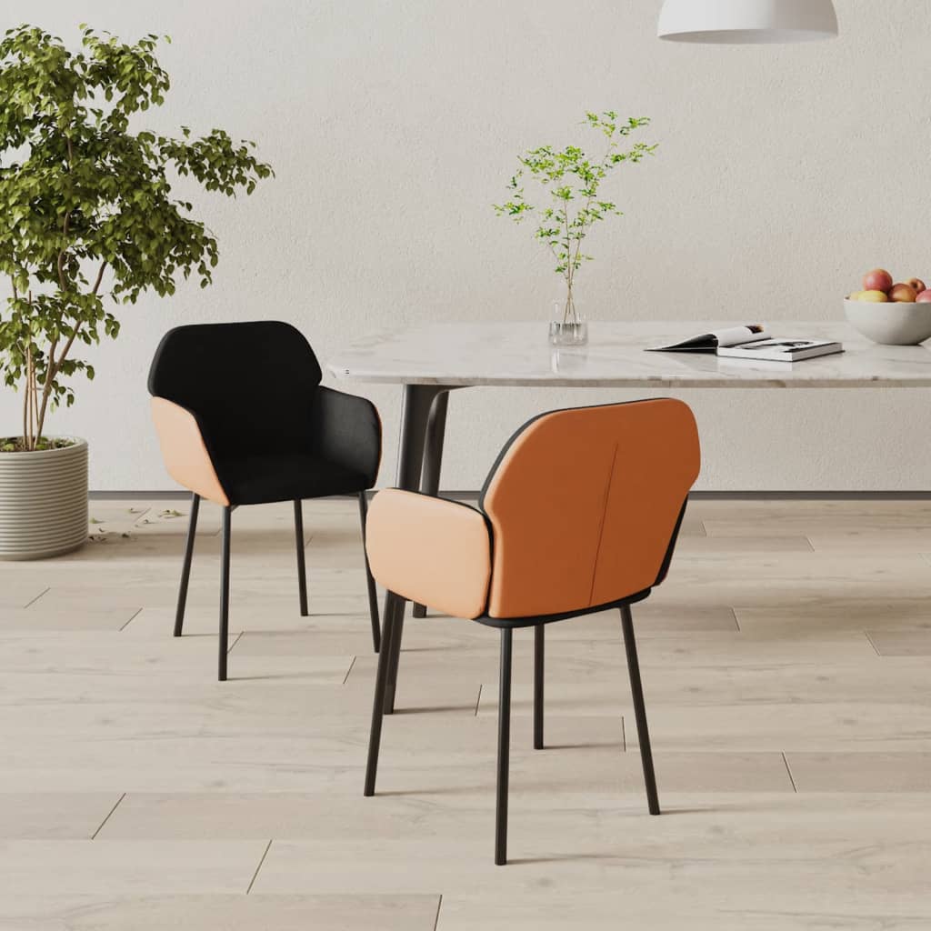 Eetkamerstoelen 2 st stof en kunstleer zwart - AllerleiShop