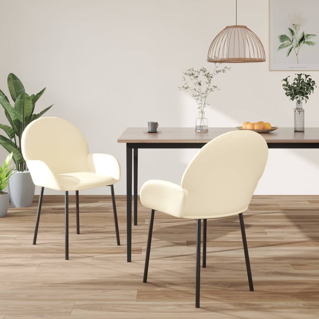 Eetkamerstoelen 2 st kunstleer crèmekleurig - AllerleiShop