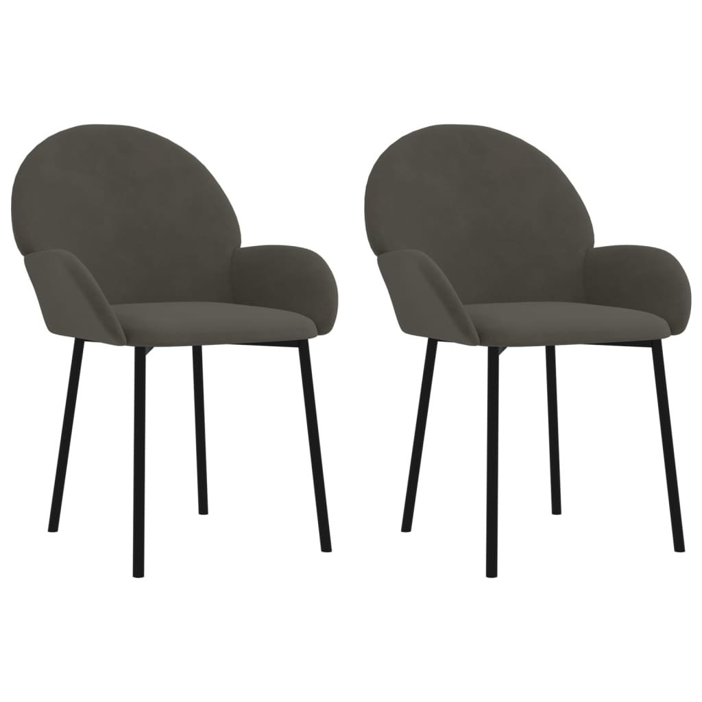 Eetkamerstoelen 2 st fluweel donkergrijs - AllerleiShop