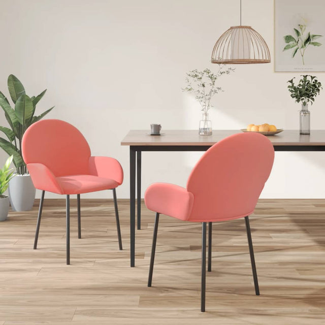 Eetkamerstoelen 2 st fluweel roze - AllerleiShop