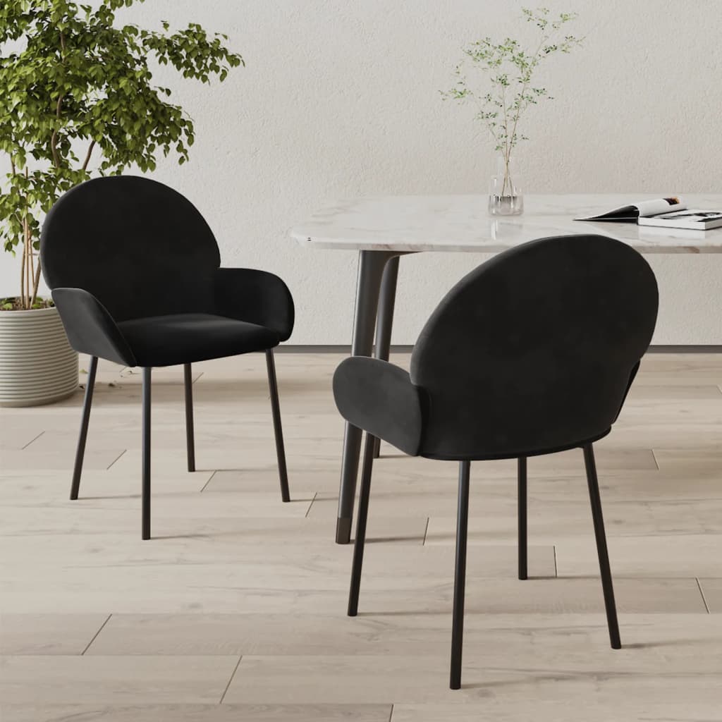 Eetkamerstoelen 2 st fluweel zwart - AllerleiShop